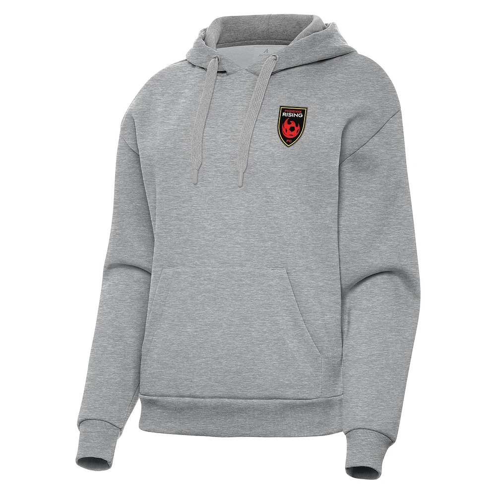 Women's Antigua Heather Gray Phoenix Rising FC Victory Pullover Hoodie
