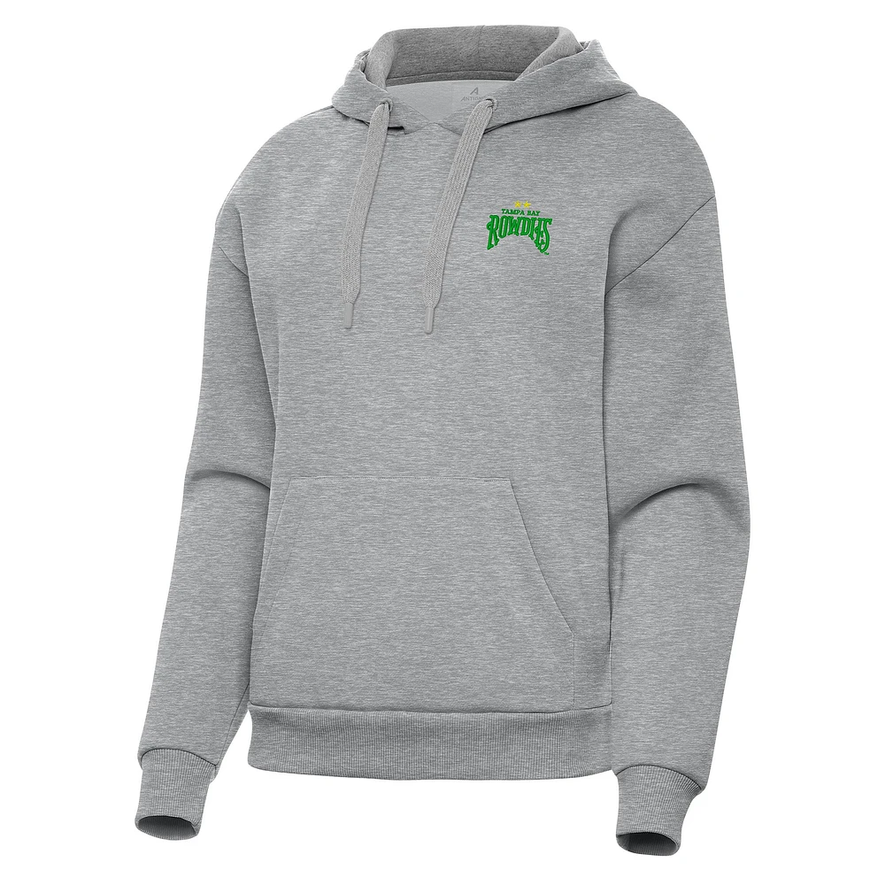 Women's Antigua Heather Gray Tampa Bay Rowdies Victory Pullover Hoodie