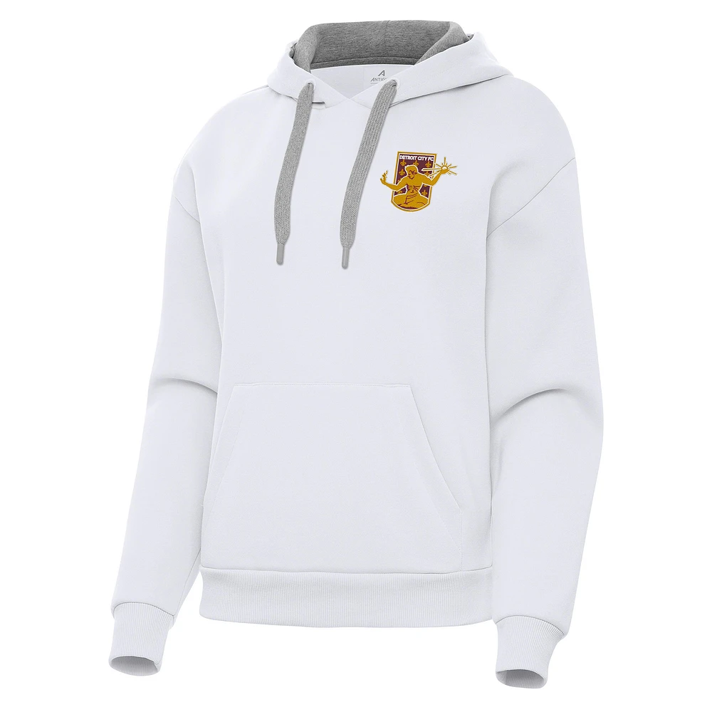 Women's Antigua White Detroit City FC Victory Pullover Hoodie