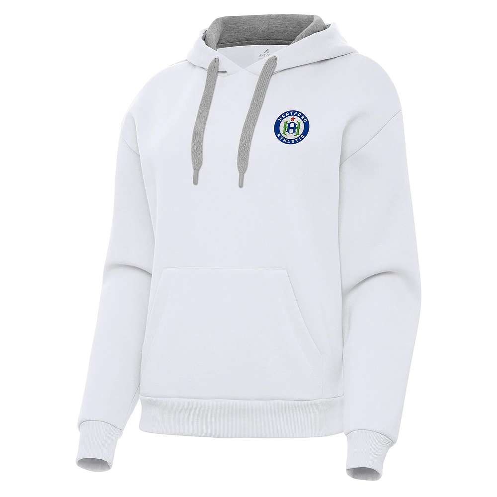 Women's Antigua White Hartford Athletic Victory Pullover Hoodie