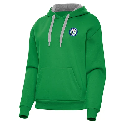 Women's Antigua Kelly Green Hartford Athletic Victory Pullover Hoodie