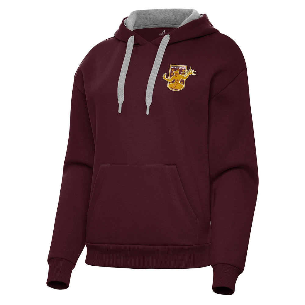 Women's Antigua Maroon Detroit City FC Victory Pullover Hoodie