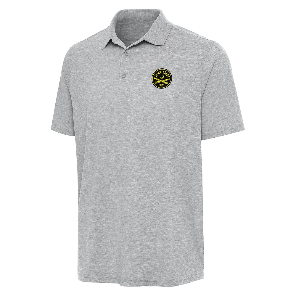 Men's Antigua Heather Gray Charleston Battery Par 3 Polo