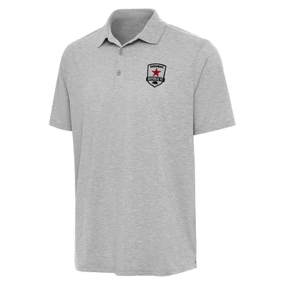 Men's Antigua Heather Gray Sacramento Republic FC Par 3 Polo