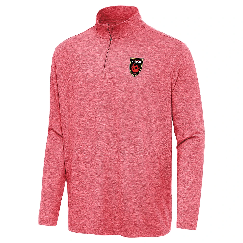 Men's Antigua Heather Phoenix Rising FC Hunk Quarter-Zip Top
