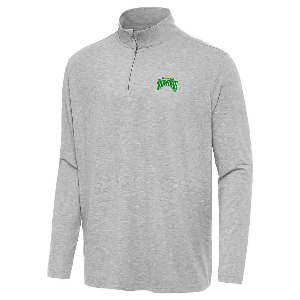 Men's Antigua Heather Gray Tampa Bay Rowdies Hunk Quarter-Zip Top