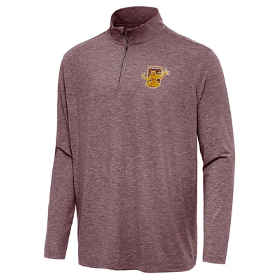 Men's Antigua Heather Maroon Detroit City FC Hunk Quarter-Zip Top