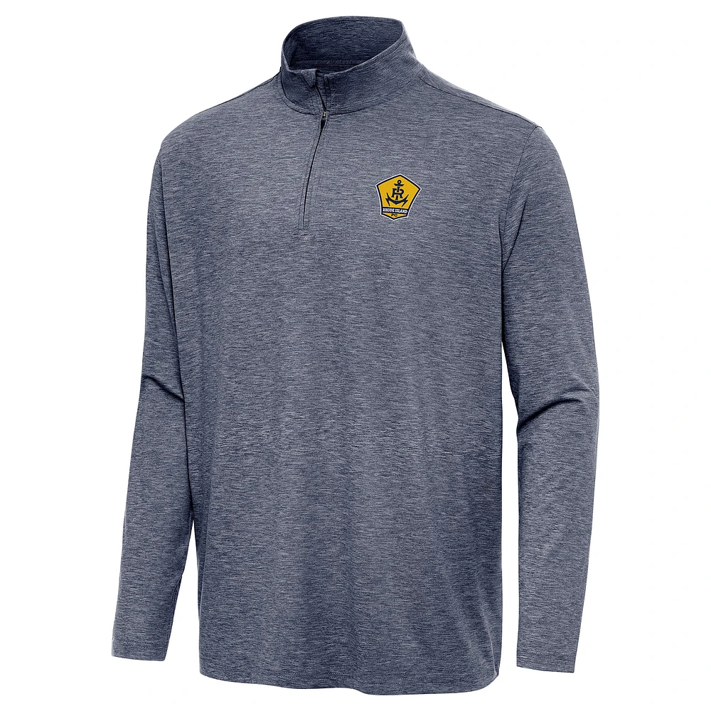 Men's Antigua Heather Navy Rhode Island FC Hunk Quarter-Zip Top