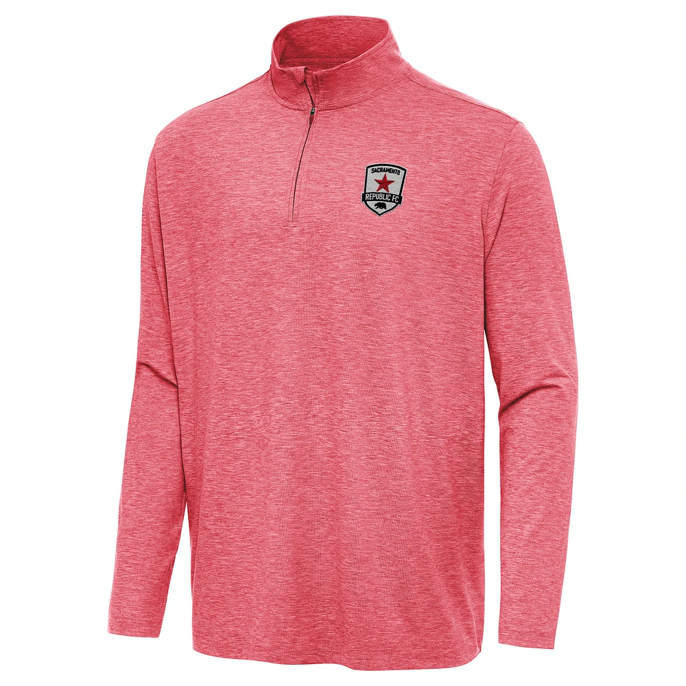 Men's Antigua Heather Sacramento Republic FC Hunk Quarter-Zip Pullover