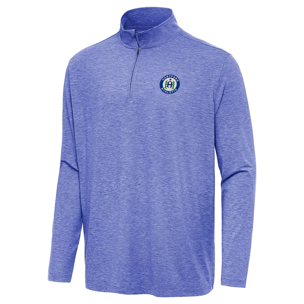 Men's Antigua Heather Royal Hartford Athletic Hunk Quarter-Zip Top