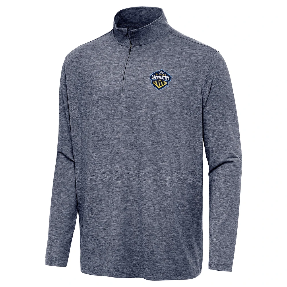 Men's Antigua Heather Navy El Paso Locomotive FC Hunk Quarter-Zip Top