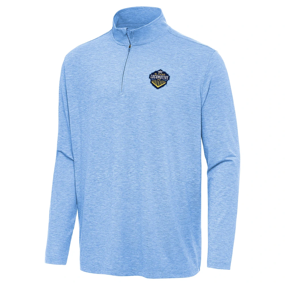 Men's Antigua Heather Powder Blue El Paso Locomotive FC Hunk Quarter-Zip Top