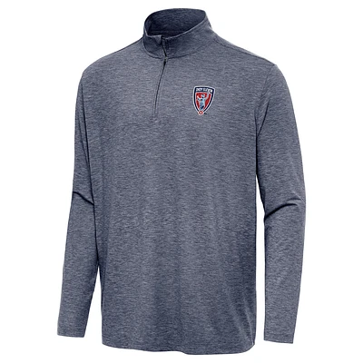 Men's Antigua Heather Navy Indy Eleven Hunk Quarter-Zip Top