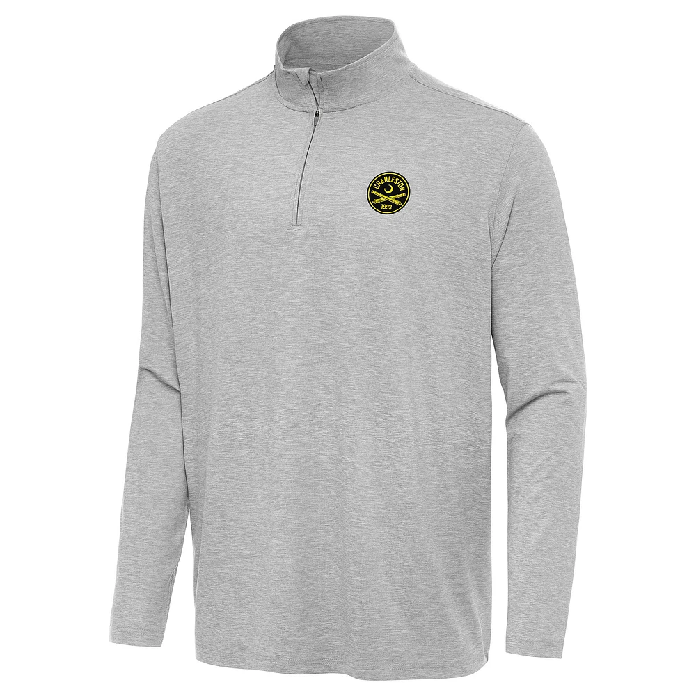 Men's Antigua Heather Gray Charleston Battery Hunk Quarter-Zip Top