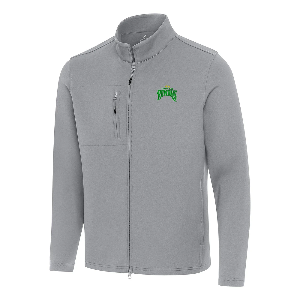 Men's Antigua Gray Tampa Bay Rowdies Objection Double-Brushed Full-Zip Jacket