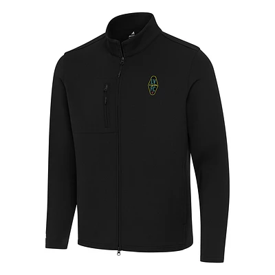 Men's Antigua Black Las Vegas Lights FC Objection Double-Brushed Full-Zip Jacket