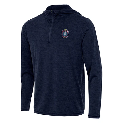Men's Antigua Heather Navy Memphis 901 FC Tidy Quarter-Zip Hoodie