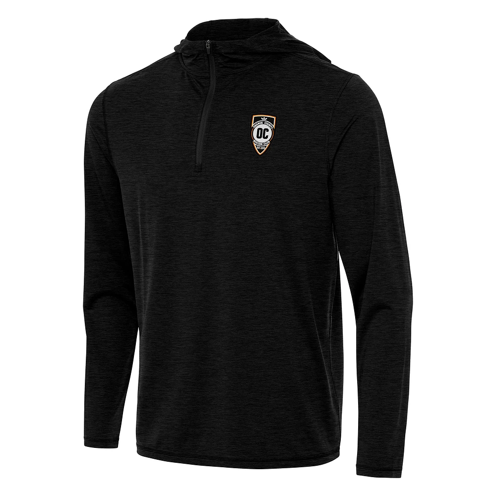 Men's Antigua Heather Orange County SC Tidy Quarter-Zip Hoodie