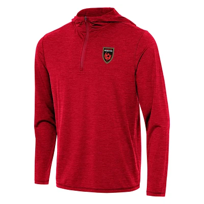 Men's Antigua Heather Red Phoenix Rising FC Tidy Quarter-Zip Hoodie