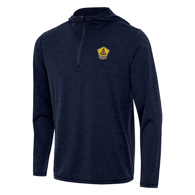 Men's Antigua Heather Navy Rhode Island FC Tidy Quarter-Zip Hoodie
