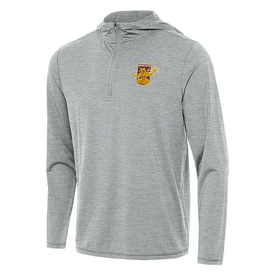 Men's Antigua Heather Gray Detroit City FC Tidy Quarter-Zip Hoodie