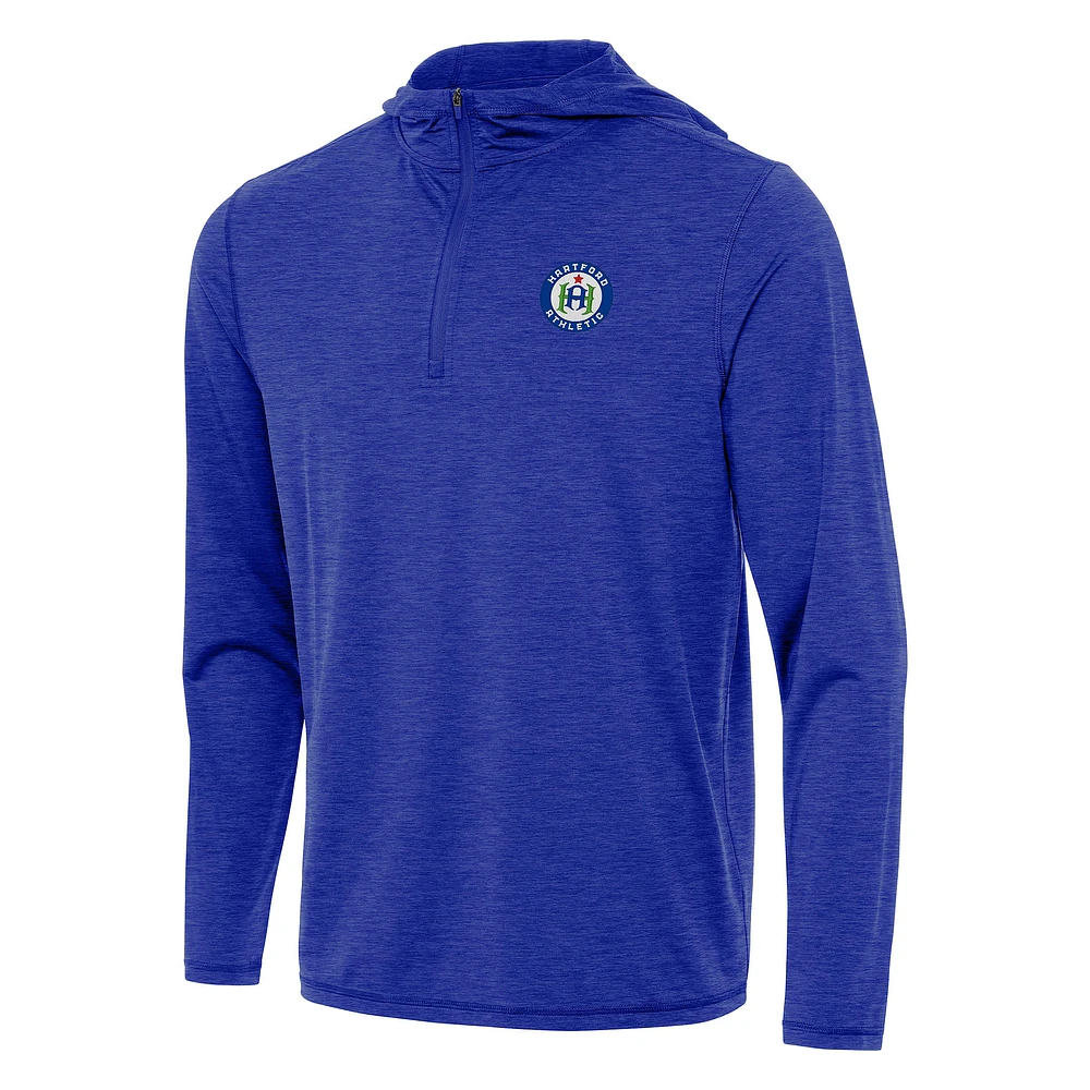 Men's Antigua Heather Royal Hartford Athletic Tidy Quarter-Zip Hoodie