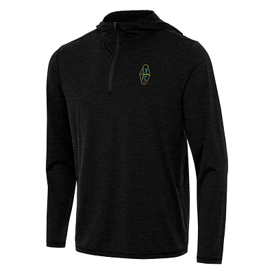 Men's Antigua Heather Black Las Vegas Lights FC Tidy Quarter-Zip Hoodie