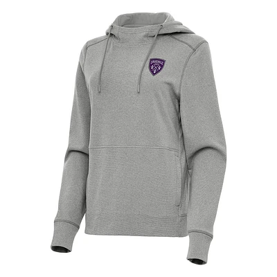 Women's Antigua Heather Gray Louisville City FC Justice Pullover Hoodie
