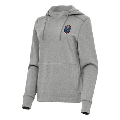 Women's Antigua Heather Gray Memphis 901 FC Justice Pullover Hoodie
