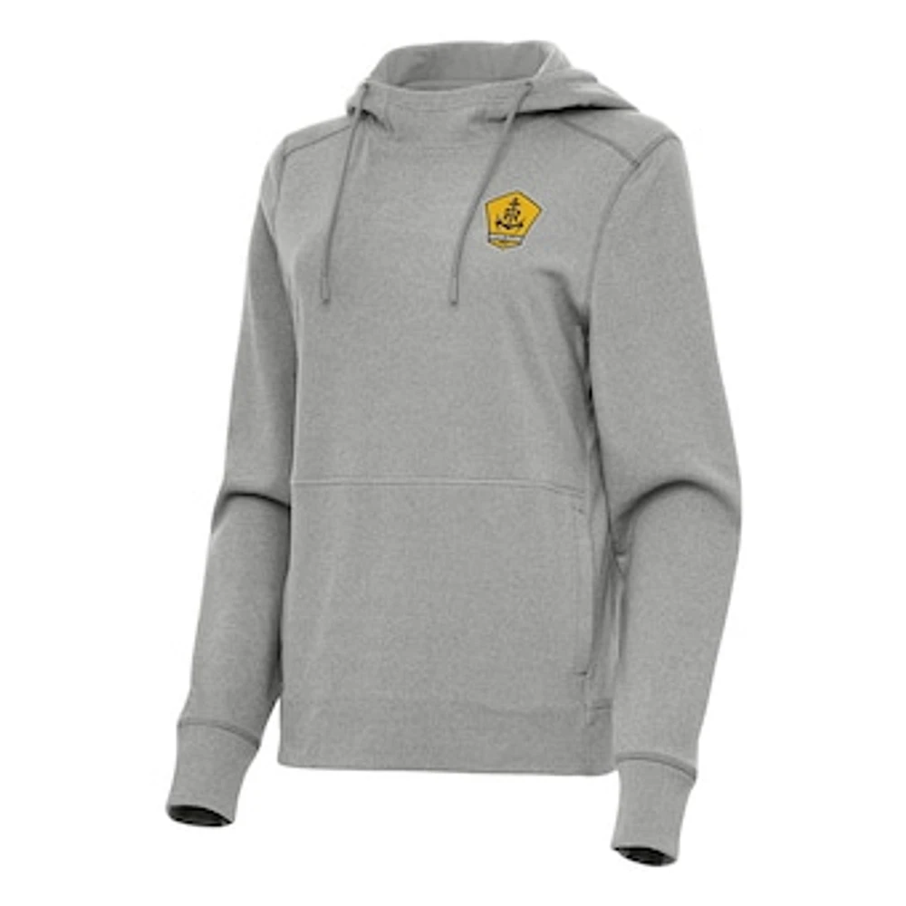 Women's Antigua Heather Gray Rhode Island FC Justice Pullover Hoodie