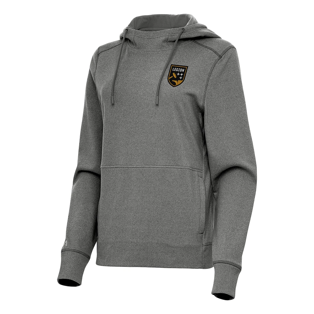 Women's Antigua Heather Black Birmingham Legion FC Justice Pullover Hoodie