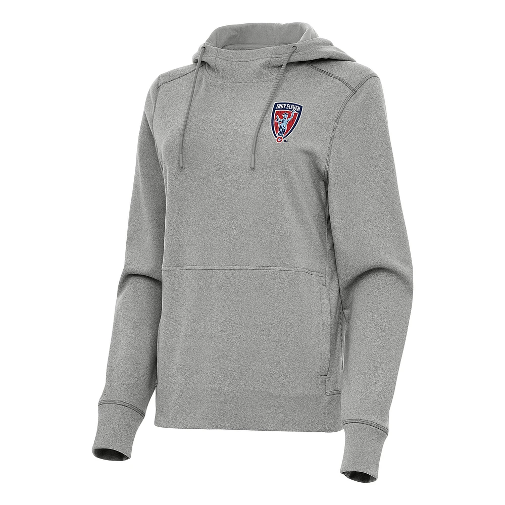 Women's Antigua Heather Gray Indy Eleven Justice Pullover Hoodie