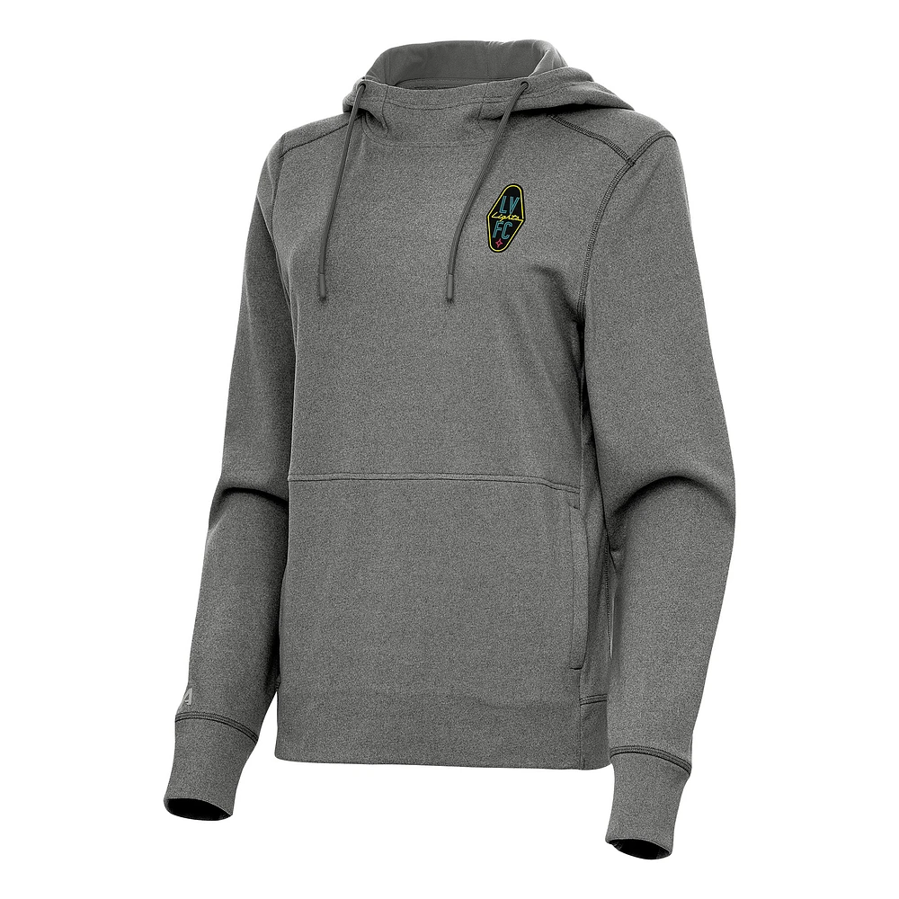 Women's Antigua Heather Black Las Vegas Lights FC Justice Pullover Hoodie