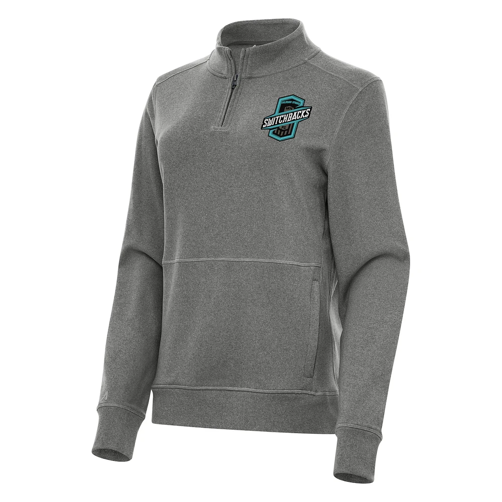 Women's Antigua Heather Colorado Springs Switchbacks FC Crush Quarter-Zip Jacket