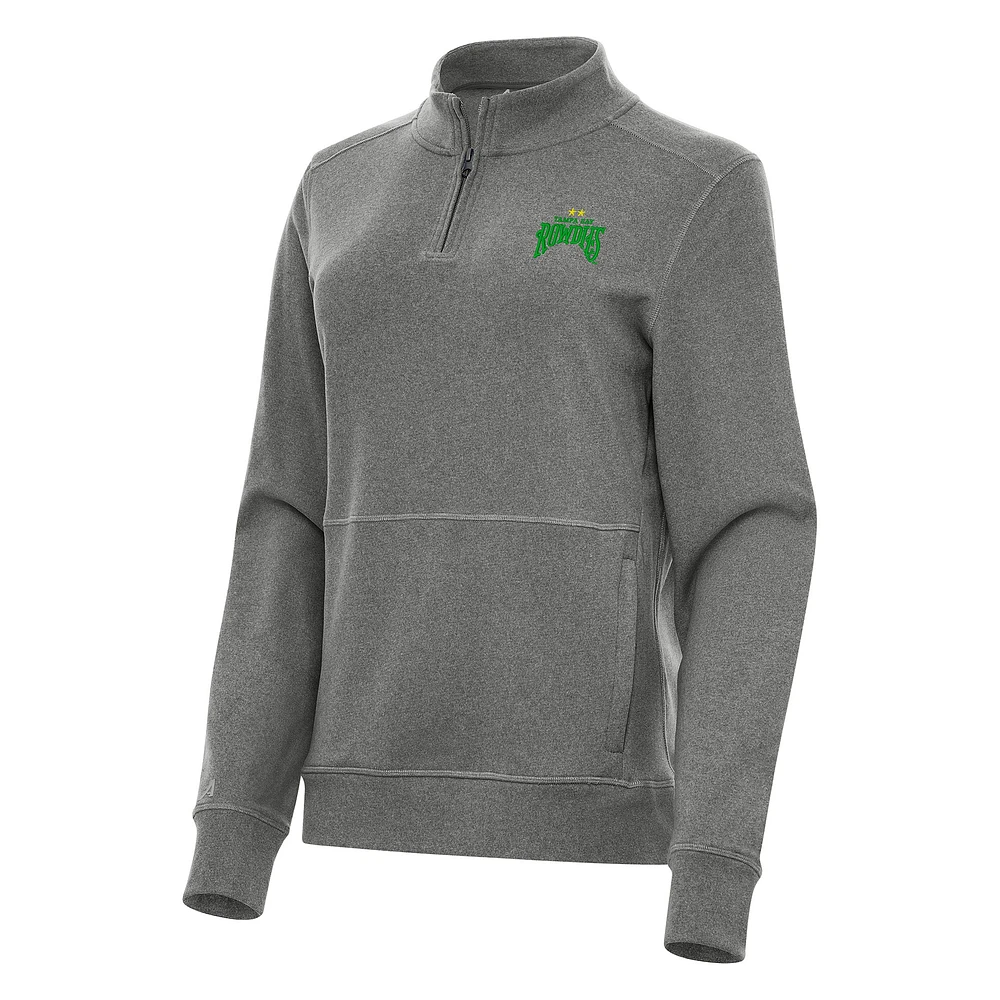 Women's Antigua Heather Black Tampa Bay Rowdies Crush Quarter-Zip Jacket