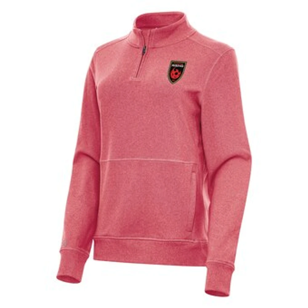 Women's Antigua Heather Red Phoenix Rising FC Crush Quarter-Zip Jacket