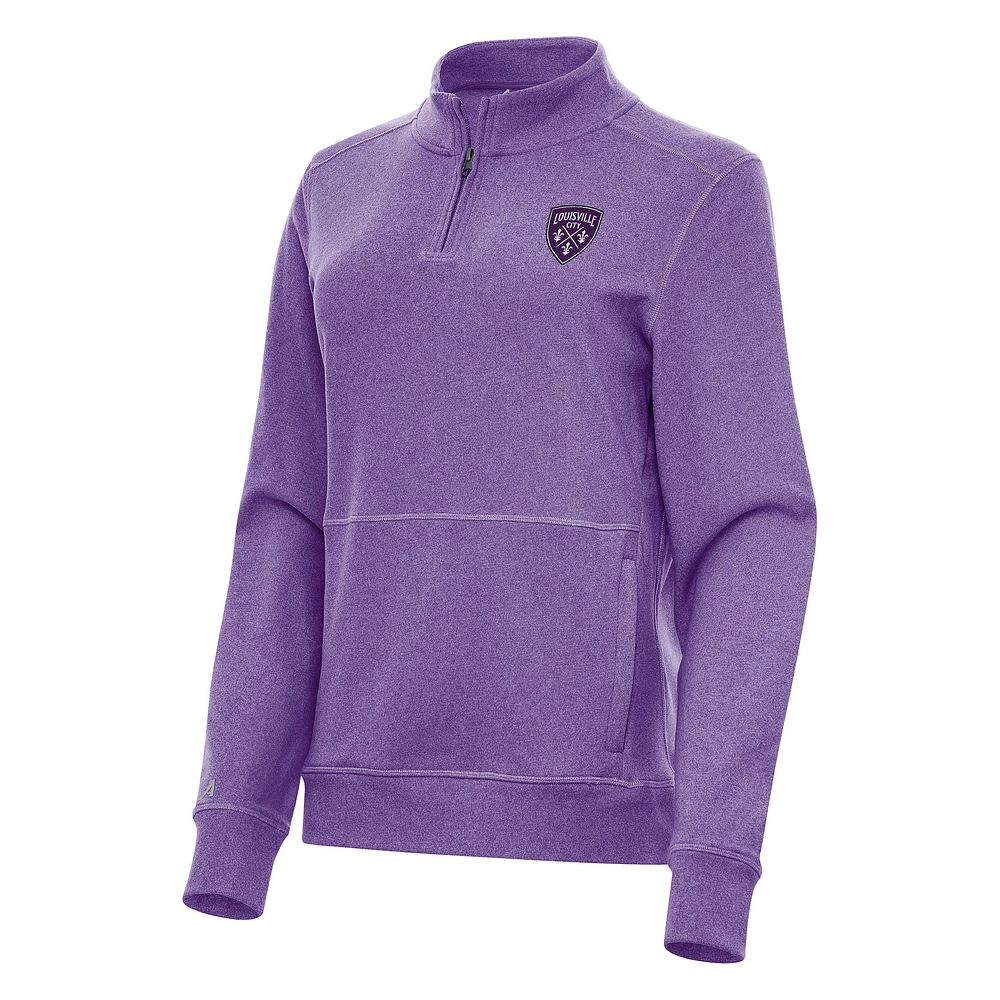 Women's Antigua Heather Purple Louisville City FC Crush Quarter-Zip Jacket