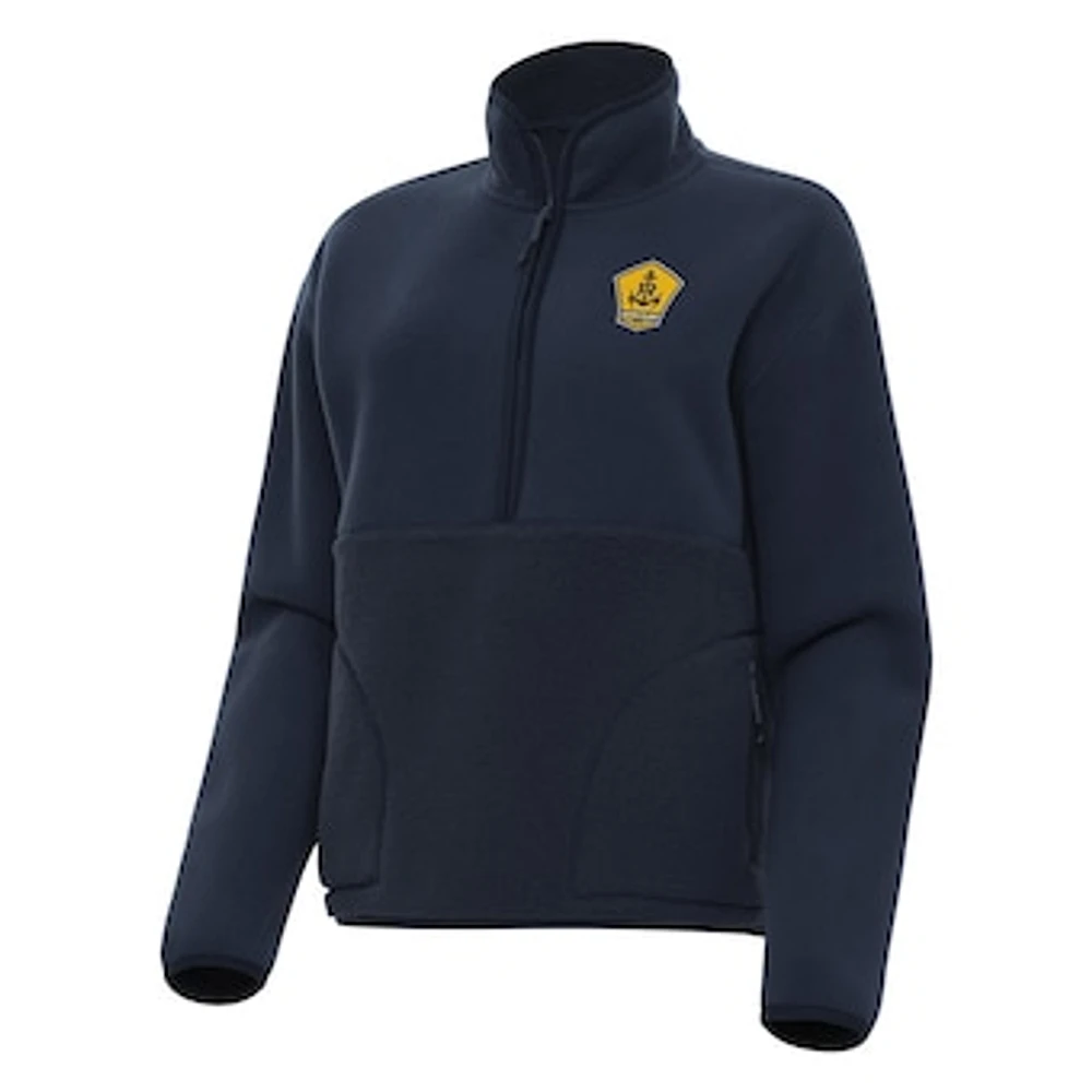 Women's Antigua Navy Rhode Island FC Figure Half-Zip Jacket