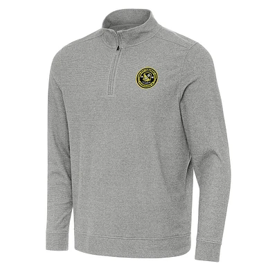 Men's Antigua Heather Gray Pittsburgh Riverhounds SC Subtle Quarter-Zip Sweatshirt