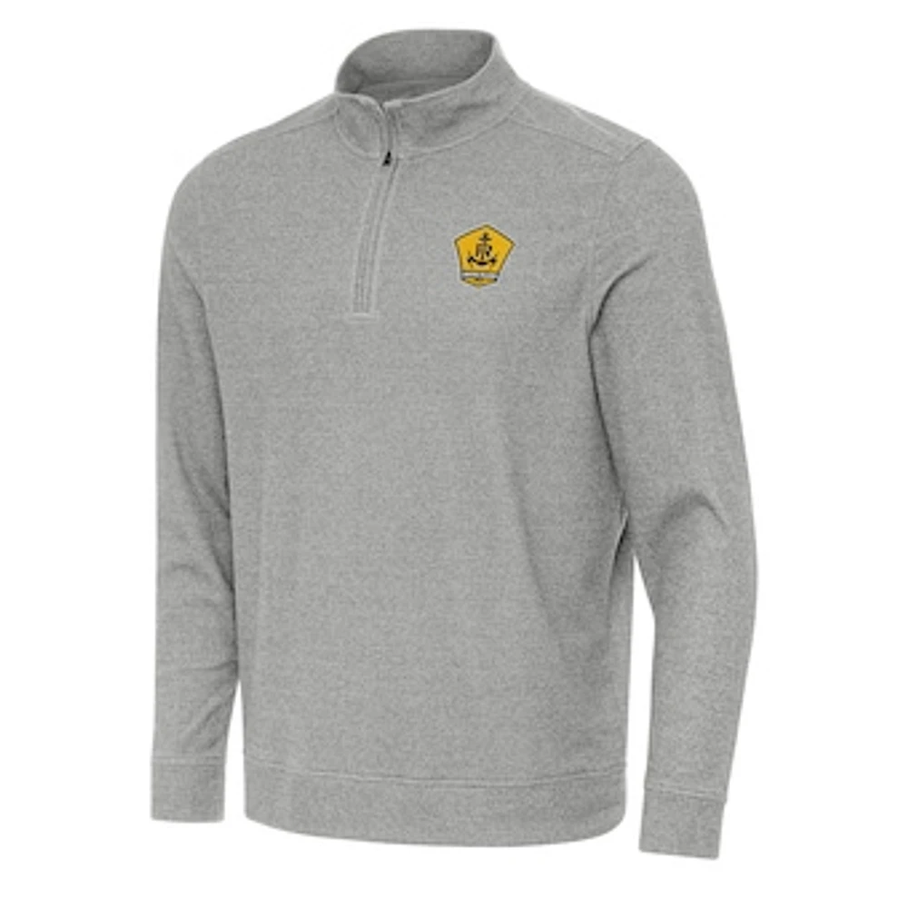 Men's Antigua Heather Gray Rhode Island FC Subtle Quarter-Zip Sweatshirt