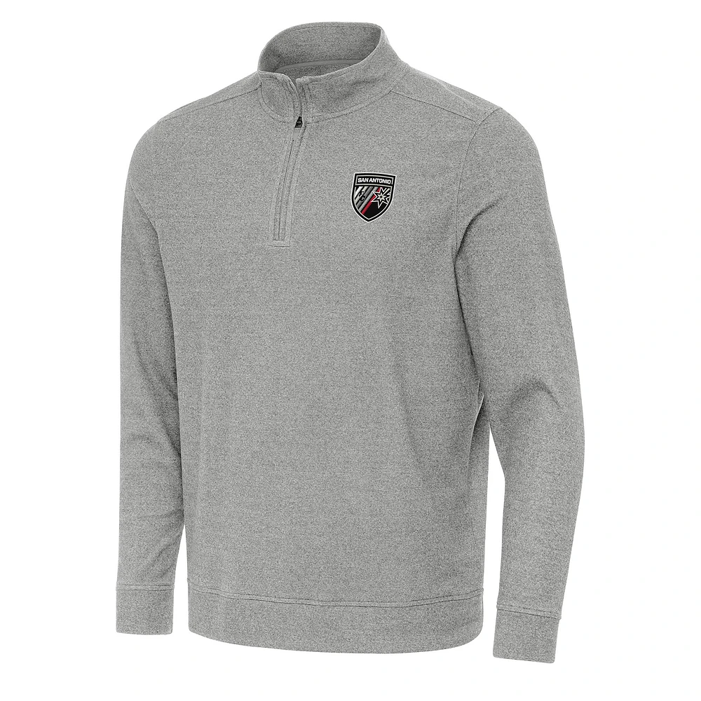 Men's Antigua Heather San Antonio FC Subtle Quarter-Zip Sweatshirt