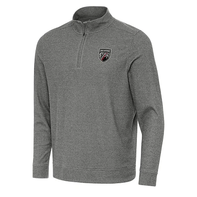Men's Antigua Heather Black San Antonio FC Subtle Quarter-Zip Sweatshirt