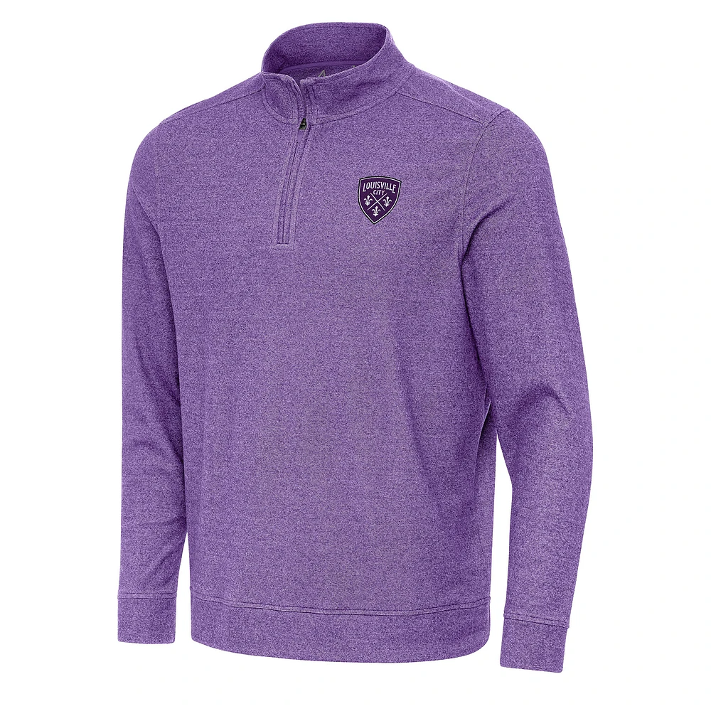 Men's Antigua Heather Purple Louisville City FC Subtle Quarter-Zip Sweatshirt