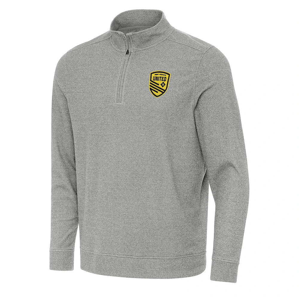 Men's Antigua Heather New Mexico United Subtle Quarter-Zip Sweatshirt