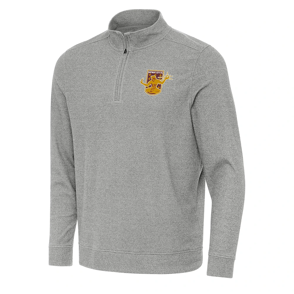 Men's Antigua Heather Detroit City FC Subtle Quarter-Zip Sweatshirt