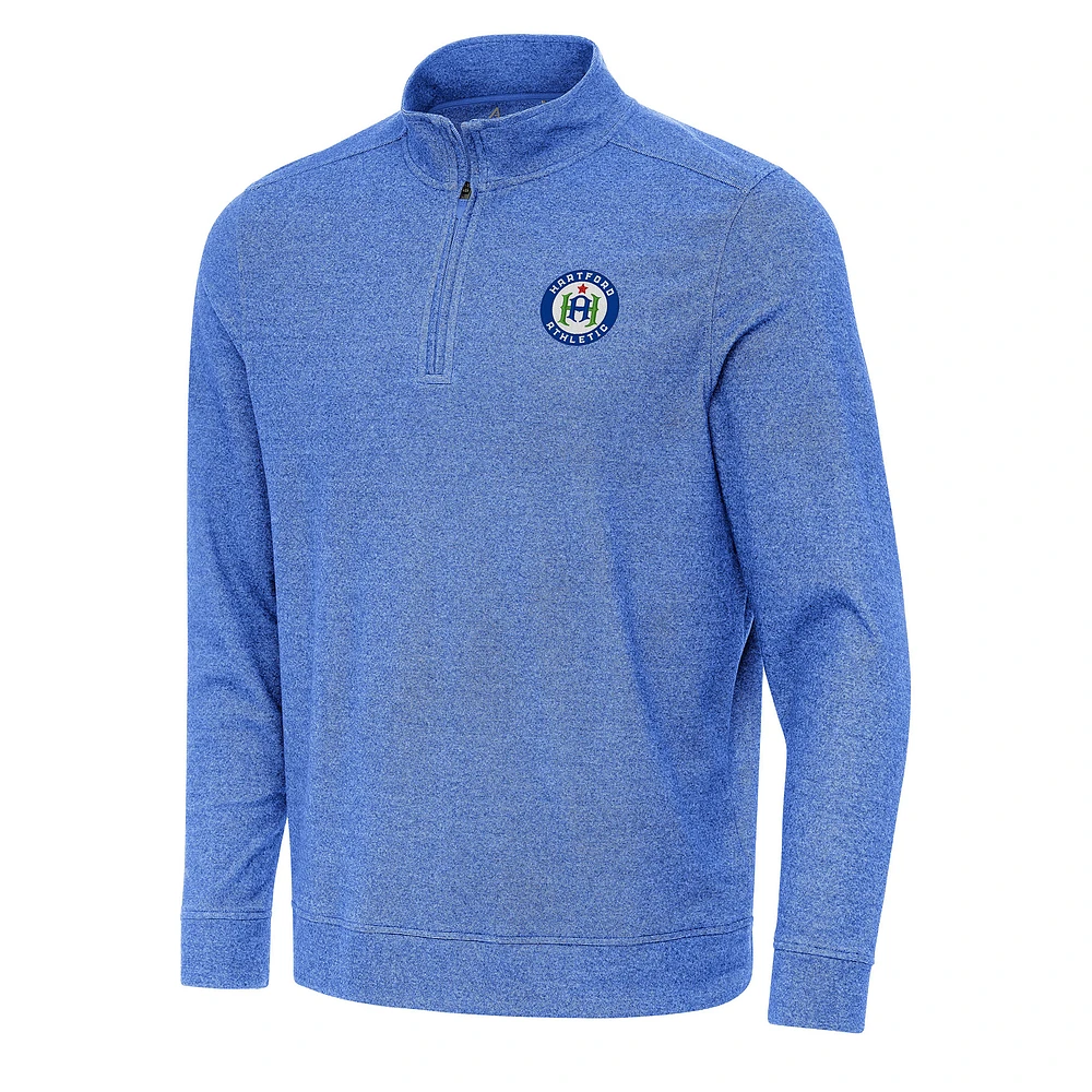 Men's Antigua Heather Royal Hartford Athletic Subtle Quarter-Zip Sweatshirt