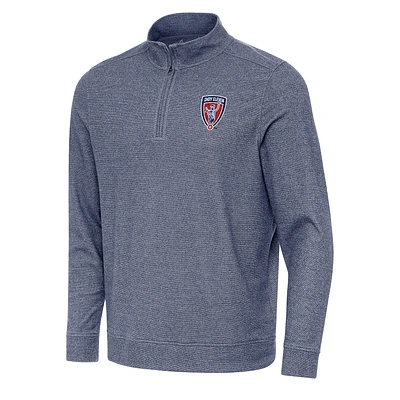 Men's Antigua Heather Navy Indy Eleven Subtle Quarter-Zip Sweatshirt