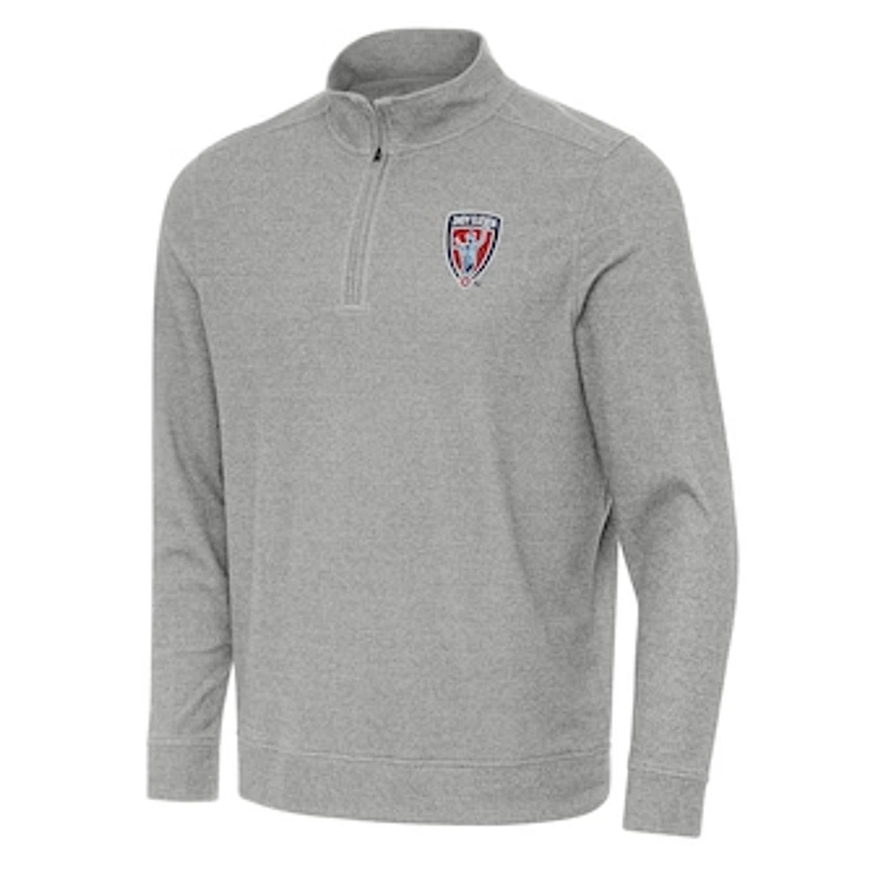 Men's Antigua Heather Gray Indy Eleven Subtle Quarter-Zip Sweatshirt