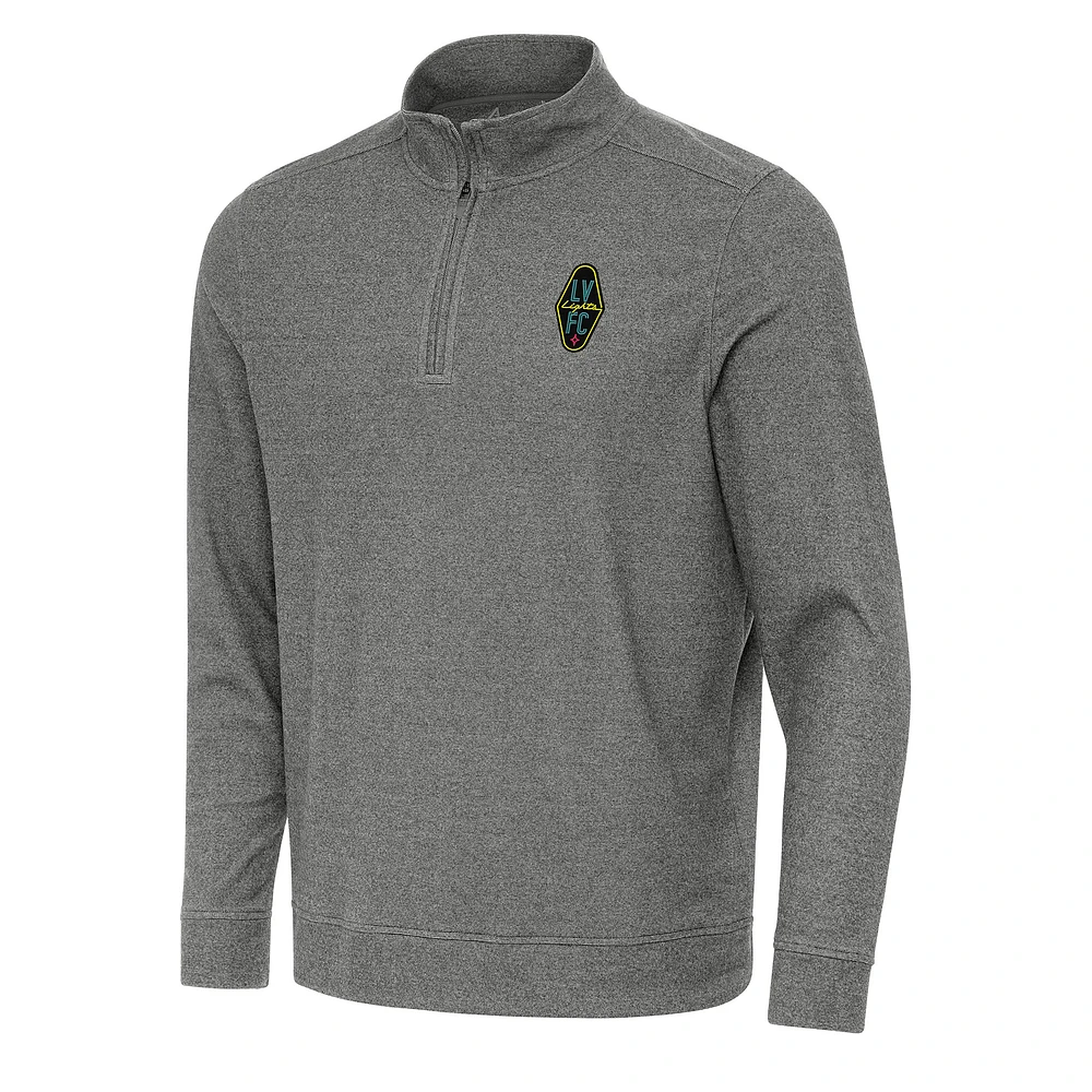 Men's Antigua Heather Black Las Vegas Lights FC Subtle Quarter-Zip Sweatshirt