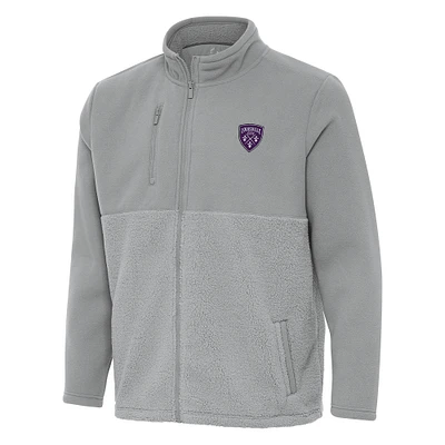 Men's Antigua Gray Louisville City FC Daily Fused Full-Zip Jacket